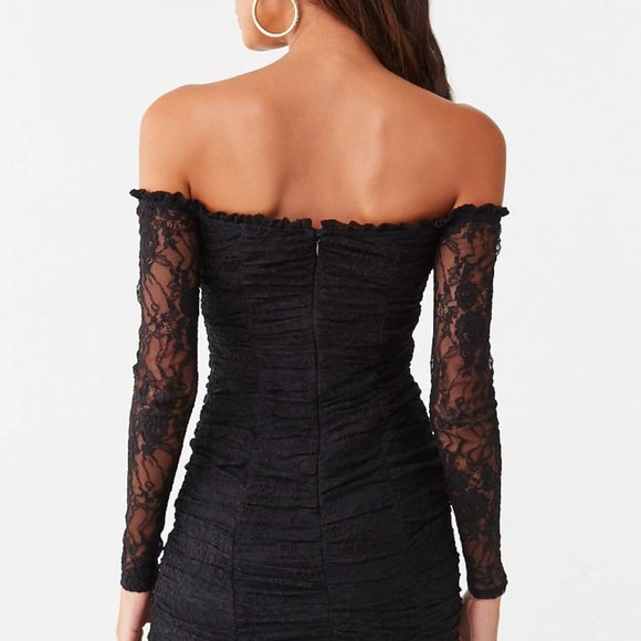 Forever 21 Womens Floral Lace Mini Dress Black - Picture 4 of 4